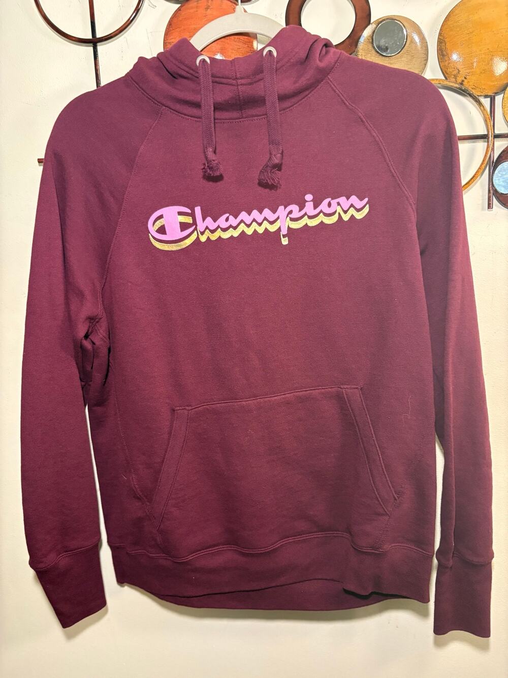 Champion women’s medium hoodie sweatshirt in a wine color